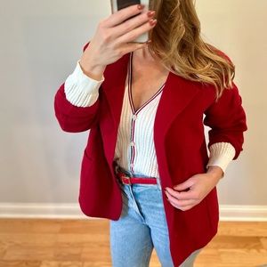 KateHill at Macys Red Wool Sweater Cardigan Blazer Jacket Peacoat SZXL Staple